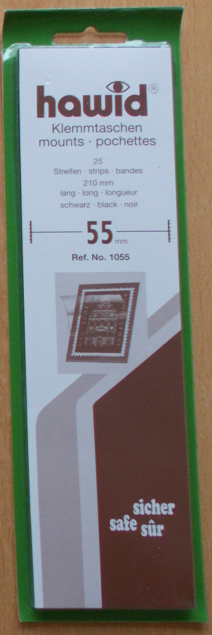(image for) Hawid Stamp Mounts - Black 55mm x 210mm Strips